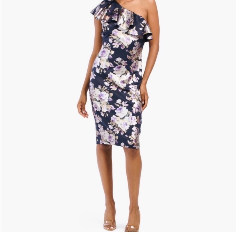 NWT STUNNING ELIZA J
One Shoulder Ruffle Floral Dress  Size 12